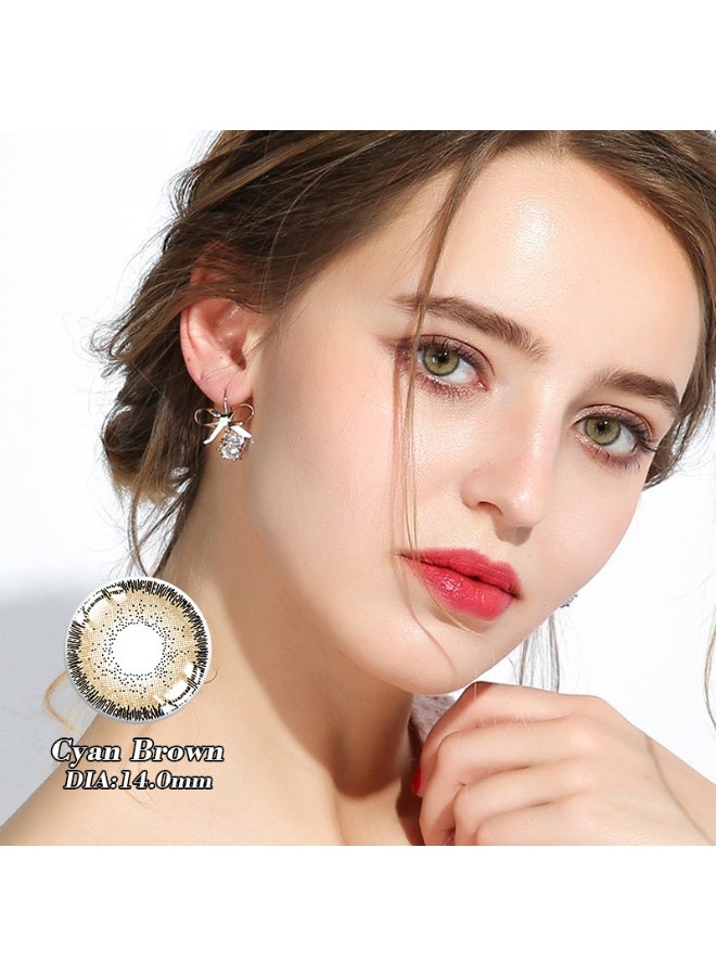 هابييمين عدسات لاصقة تجميلية سنوية للجنسين بلون بني سماوي، مجموعة تكبير مع علبة - Image 5