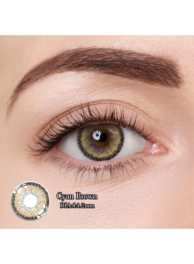 هابييمين عدسات لاصقة تجميلية سنوية للجنسين بلون بني سماوي، مجموعة تكبير مع علبة - Image 3
