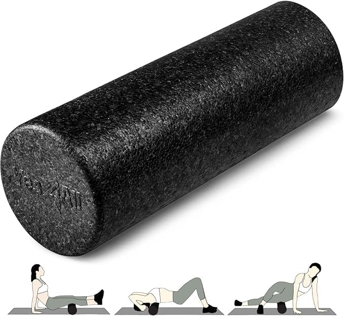 Yes4All HighDensity Foam Roller for Back Pain Relief Yoga Exercise Physical Therapy Muscle Deep Tissue Massage 12182436  Black  18 Inches - Image 1