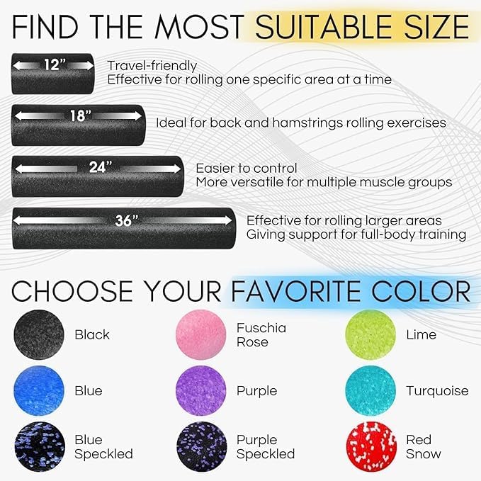 Yes4All HighDensity Foam Roller for Back Pain Relief Yoga Exercise Physical Therapy Muscle Deep Tissue Massage 12182436  Black  18 Inches - Image 3