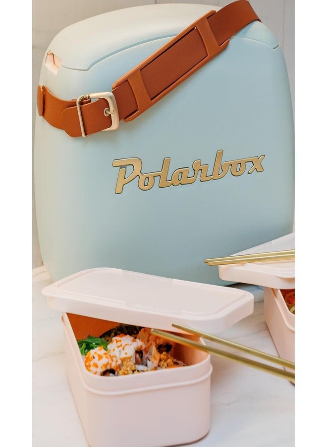 Polarbox Lunch Tote Cooler Bag | Retro Lunch Box Picnic Reusable Lunch Bag Vintage Mini Cooler Hand Bag Includes 2 Food Containers! Food & Drinks Work, Travel, Beach, Camping Hiking 6L (Matcha Gold) - Image 2