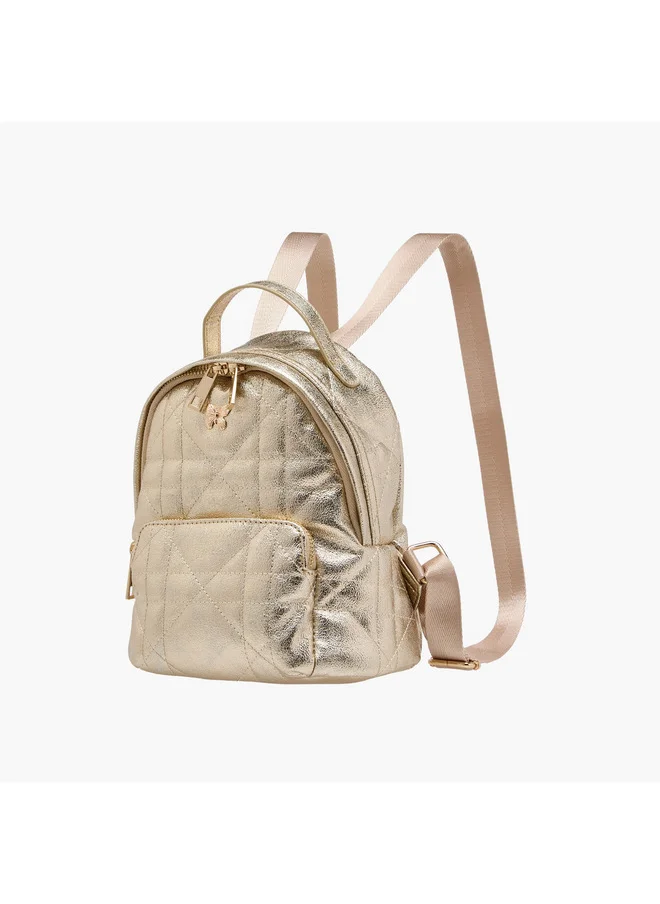 Little Missy Girls Quilted Backpack with Zip Closure and Adjustable Strap