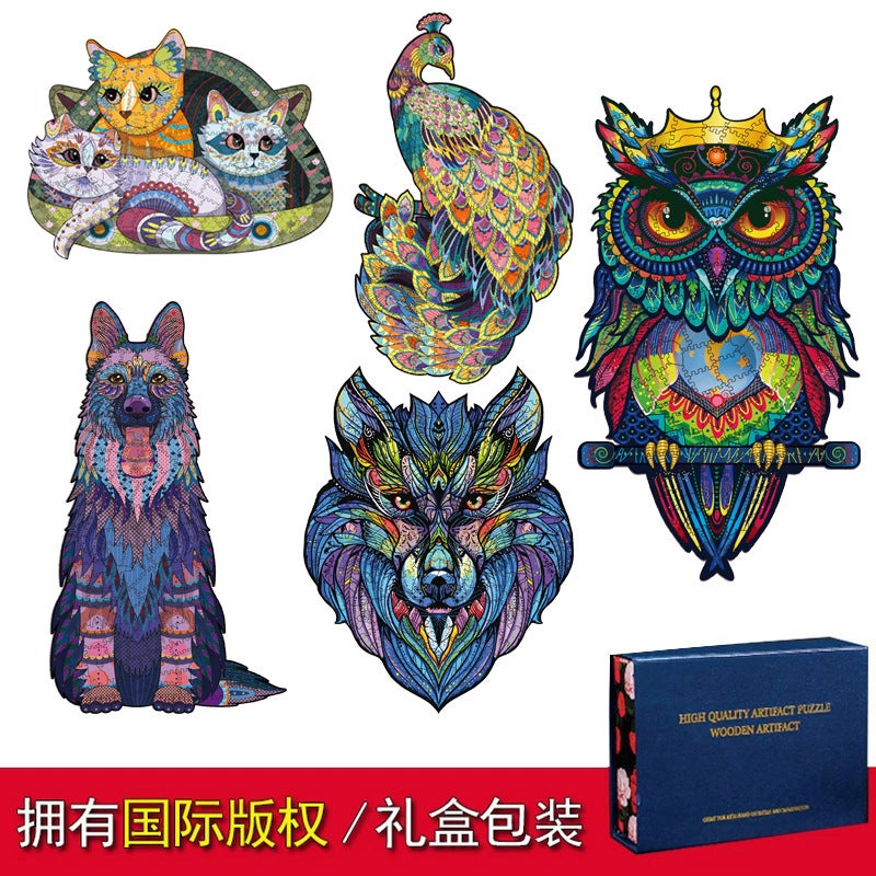 Owl Alien Wooden Puzzle Irregular Three-Dimensional Animal Puzzle Manufacturer Wooden Toy - Image 3