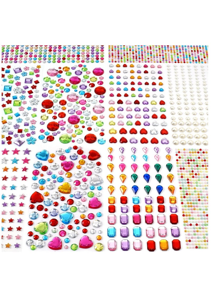 2774pcs Gem Stickers Jewels for Crafts - Self Adhesive Rhinestone Jewel Stickers, Stick on Gems Rhinestones for Crafts, Acrylic Bling Heart Stickers, Craft Supplies for Kids - Image 1