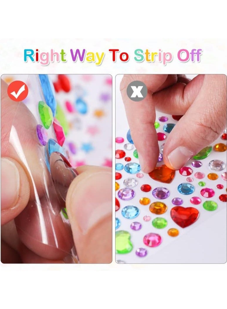 2774pcs Gem Stickers Jewels for Crafts - Self Adhesive Rhinestone Jewel Stickers, Stick on Gems Rhinestones for Crafts, Acrylic Bling Heart Stickers, Craft Supplies for Kids - Image 5