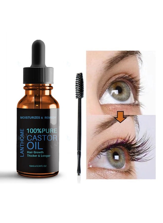 Lanthome 100% Pure Castor Oil, Organic Pure Cold Pressed, Organic Castor Oil for Hair Growth, Body Massage Oil, Eyelashes & Eyebrows, Anti-Aging Essential Oil (10ML)  - Image 1