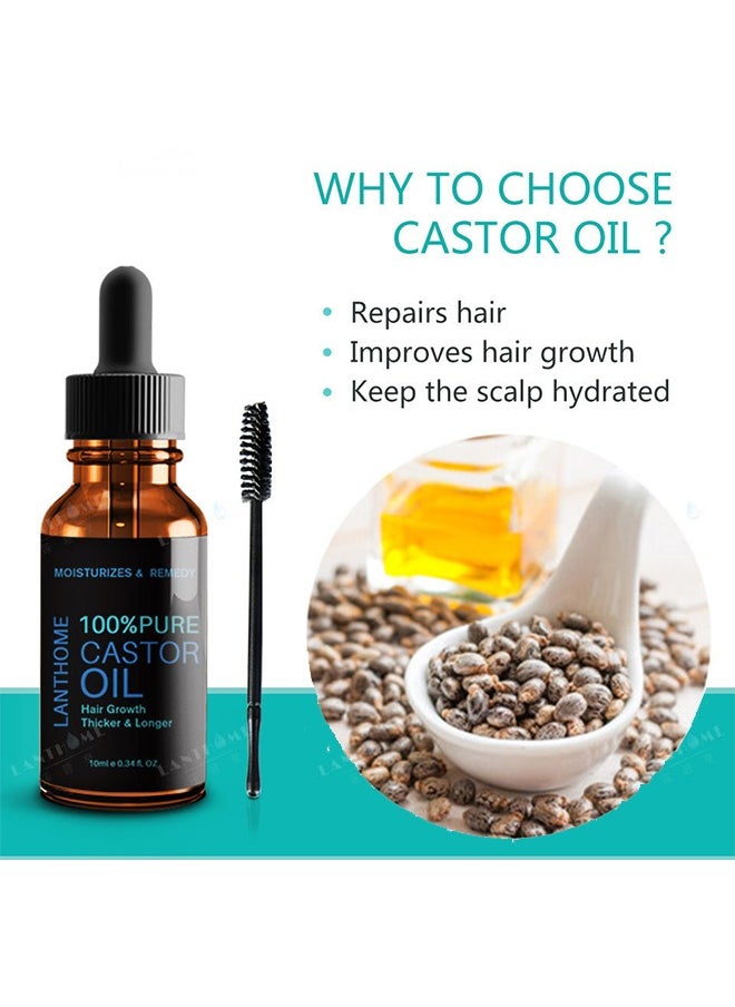 Lanthome 100% Pure Castor Oil, Organic Pure Cold Pressed, Organic Castor Oil for Hair Growth, Body Massage Oil, Eyelashes & Eyebrows, Anti-Aging Essential Oil (10ML)  - Image 3