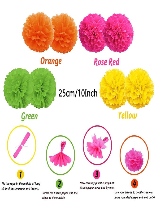 ZERODECO Mexican Party Decorations, 21 Pcs Multi-color Mexican Paper Fans, Pom Poms Flowers for Mexican Fiesta Cinco De Mayo Taco Themed Birthday Party Supplies - Image 3