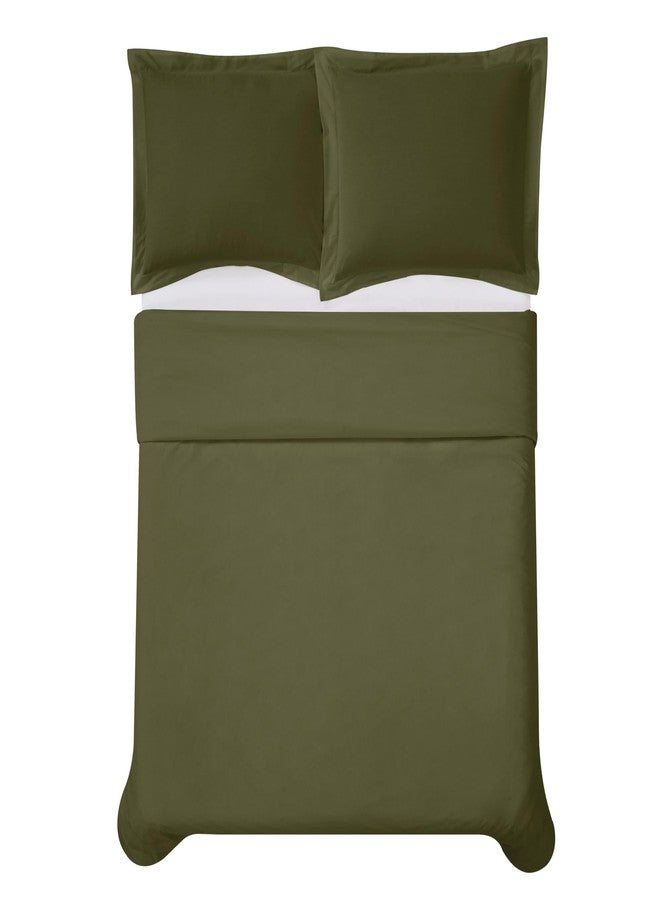 CANNON Solid Percale 200 Thread Count Duvet Sets Green 100% Cotton 3-Piece Full/Queen Duvet Set, Solid Color Themed, Adult Bedding, Oeko-TEX Certified - Image 5