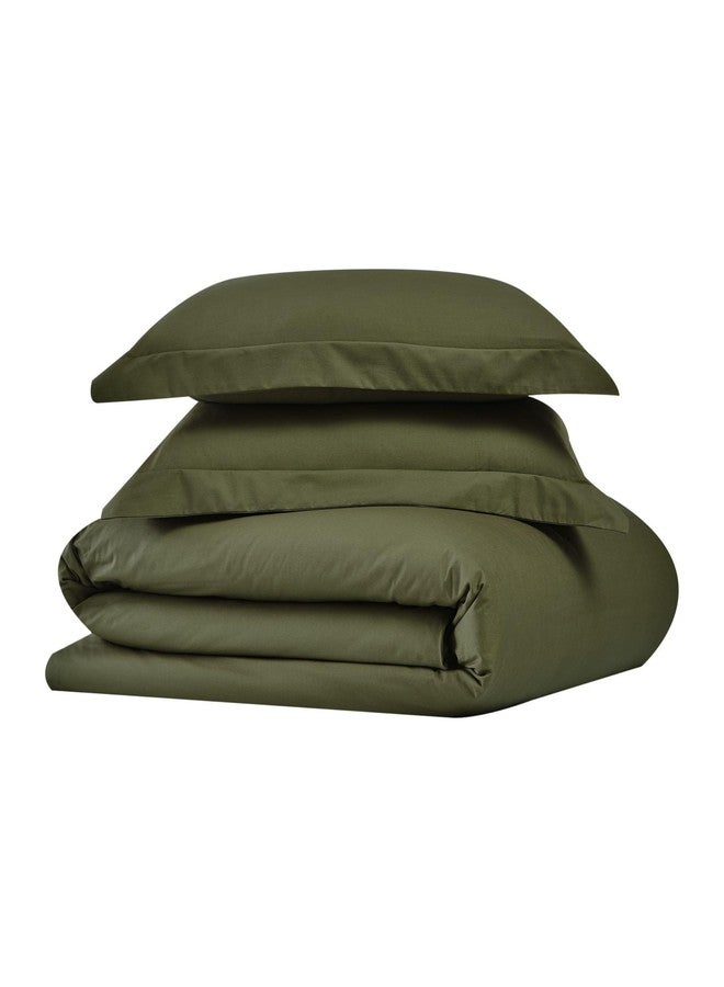 CANNON Solid Percale 200 Thread Count Duvet Sets Green 100% Cotton 3-Piece Full/Queen Duvet Set, Solid Color Themed, Adult Bedding, Oeko-TEX Certified - Image 2