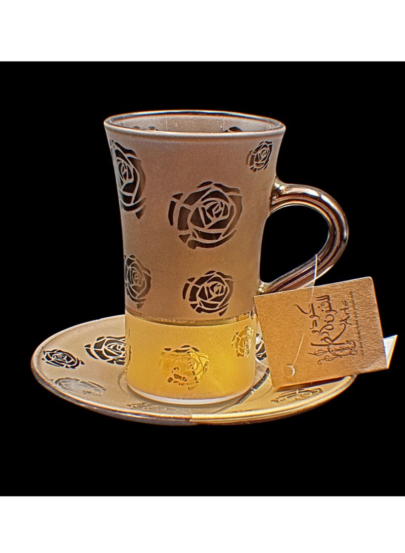 كودو آرتس طقم فناجين شاي مع صحن زجاج 6 قطع  - Image 2