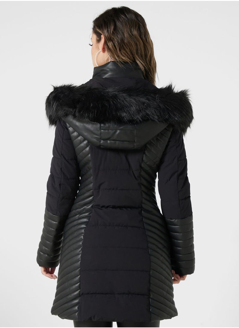 GUESS - Zip Detail Fur Jacket - Image 1