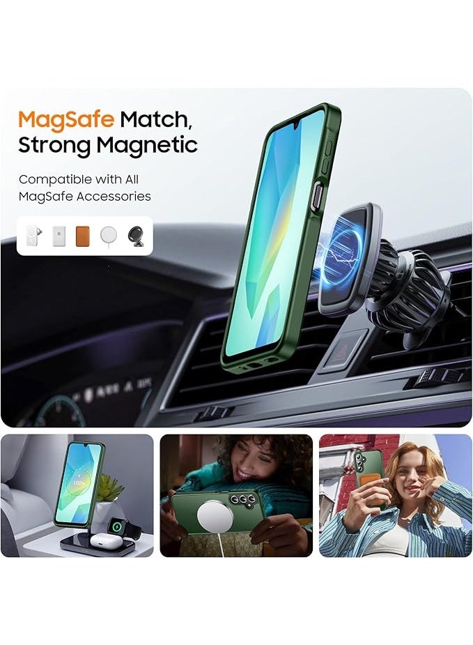 Designed for Magnetic Samsung Galaxy A15 Case,[Compatible with MagSafe] [Military Grade Drop Protection] Slim Translucent Matte Shockproof with Anti-Fingerprint Phone Case (Green) - Image 3