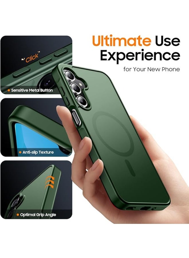 Designed for Magnetic Samsung Galaxy A15 Case,[Compatible with MagSafe] [Military Grade Drop Protection] Slim Translucent Matte Shockproof with Anti-Fingerprint Phone Case (Green) - Image 4