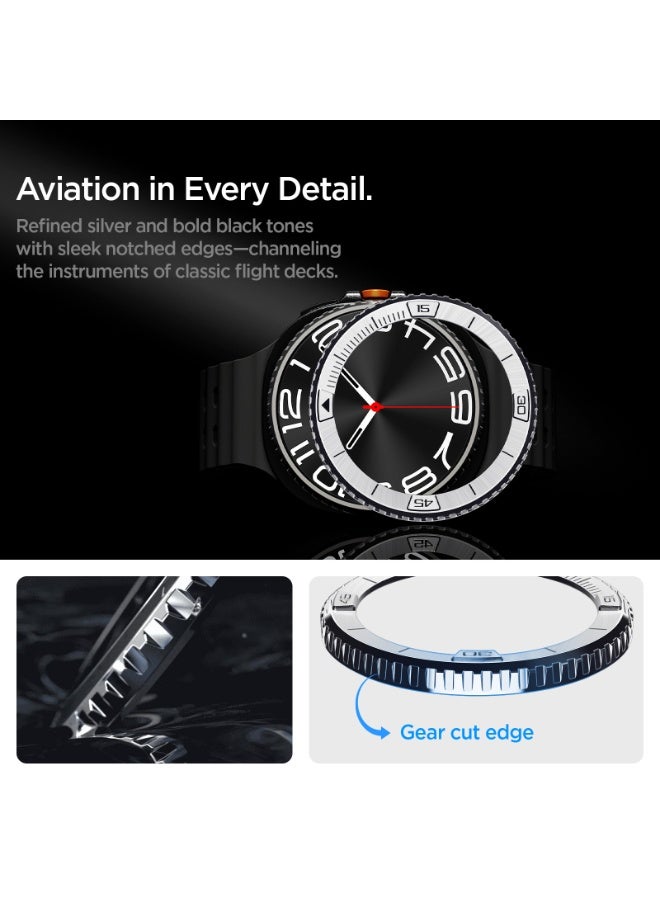 Spigen Bezel Tune (Pilot) for Samsung Galaxy Watch 8 Classic 46mm Bezel Ring Protector Adhesive Cover (2025) - Silver - Image 3