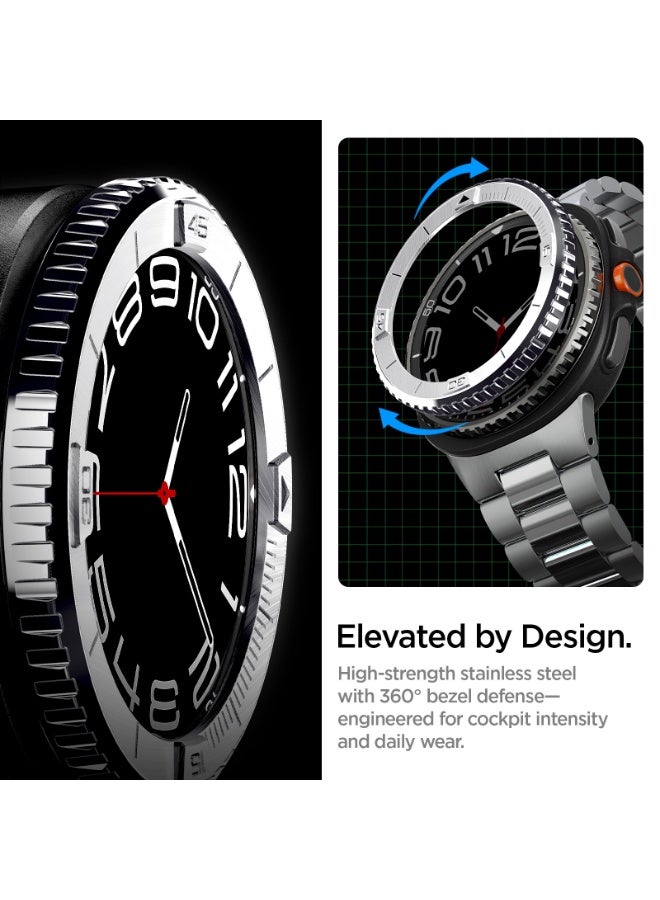 Spigen Bezel Tune (Pilot) for Samsung Galaxy Watch 8 Classic 46mm Bezel Ring Protector Adhesive Cover (2025) - Silver - Image 4