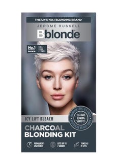 Jerome Russell Bblonde Charcoal Blonding Kit Toning Bleach Lifts Up To 7 Shades with Activated Charcoal Black Ice Shampoo And Conditioner Included  - Image 1
