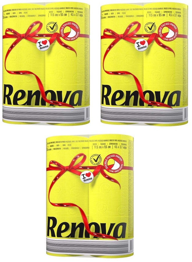 Renova Toilet Paper Yellow - 2 Ply, Pack of 3, 18 Rolls(3 pack X 6 Rolls, Colored And Perfumed, Tested Under Dermatological And Gynaecological Control, First time In INDIA - Image 1