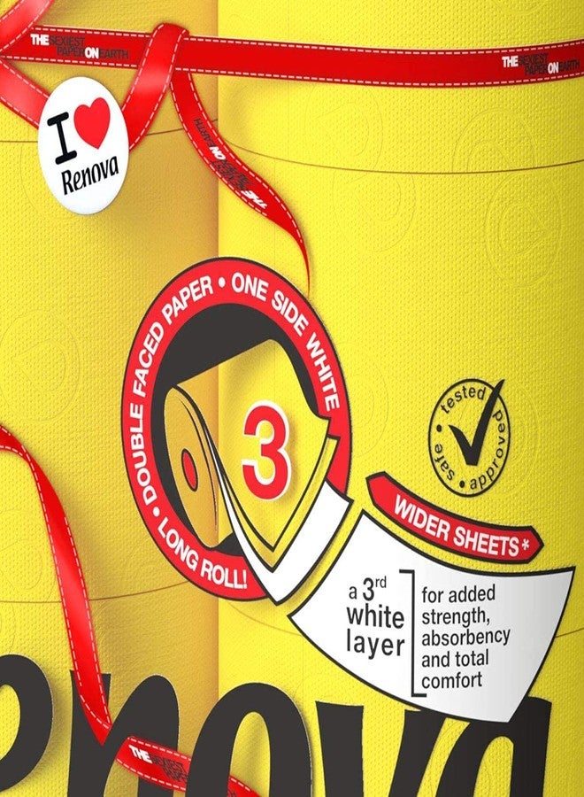 Renova Toilet Paper Yellow - 2 Ply, Pack of 3, 18 Rolls(3 pack X 6 Rolls, Colored And Perfumed, Tested Under Dermatological And Gynaecological Control, First time In INDIA - Image 3