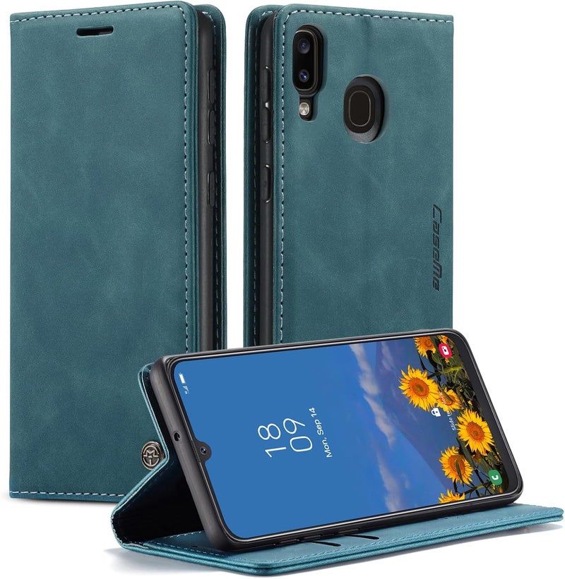 Cracedily Case for Samsung Galaxy A40 Case, Premium Leather Flip Wallet Case with Card Slots and Horizontal Stand Function Magnet Coque Cover Protective Case for Samsung Galaxy A40,Teal - Image 1