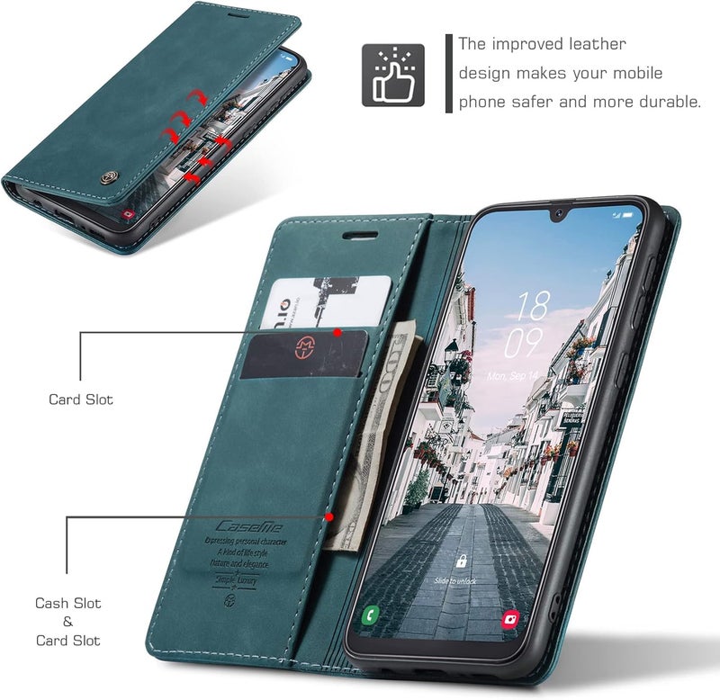 Cracedily Case for Samsung Galaxy A40 Case, Premium Leather Flip Wallet Case with Card Slots and Horizontal Stand Function Magnet Coque Cover Protective Case for Samsung Galaxy A40,Teal - Image 2