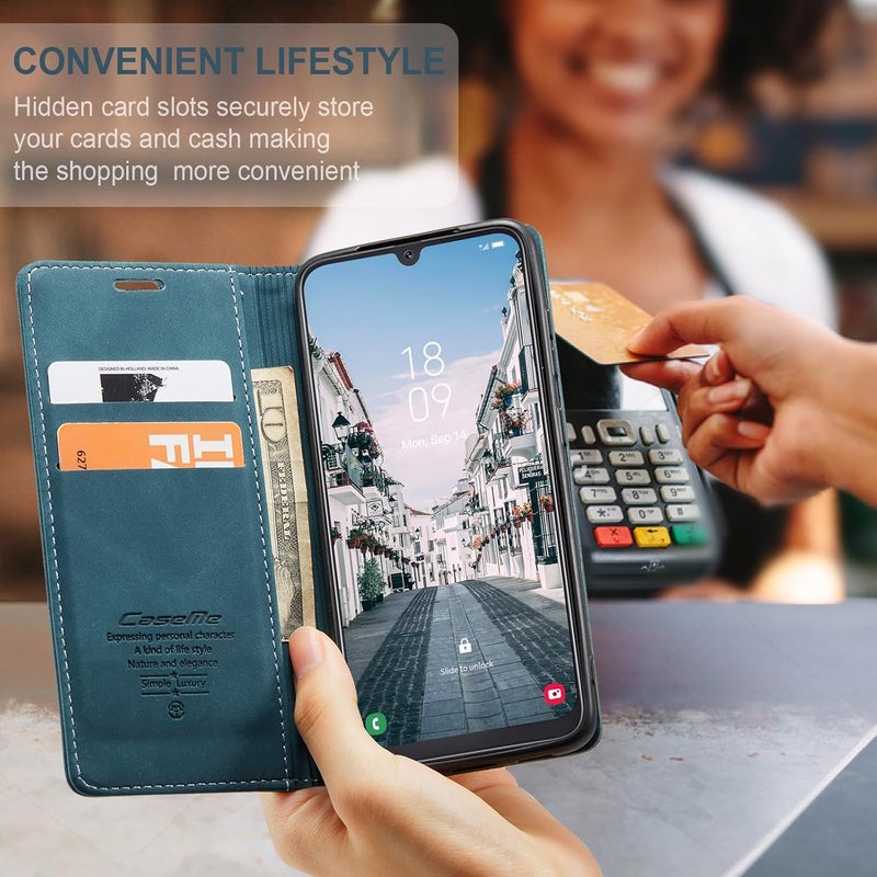 Cracedily Case for Samsung Galaxy A40 Case, Premium Leather Flip Wallet Case with Card Slots and Horizontal Stand Function Magnet Coque Cover Protective Case for Samsung Galaxy A40,Teal - Image 4