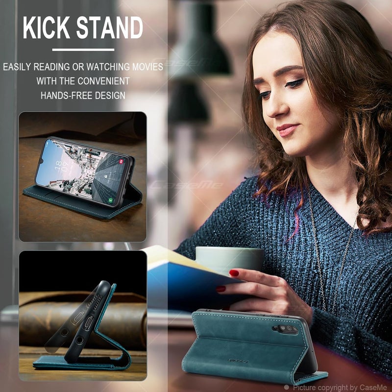 Cracedily Case for Samsung Galaxy A40 Case, Premium Leather Flip Wallet Case with Card Slots and Horizontal Stand Function Magnet Coque Cover Protective Case for Samsung Galaxy A40,Teal - Image 5