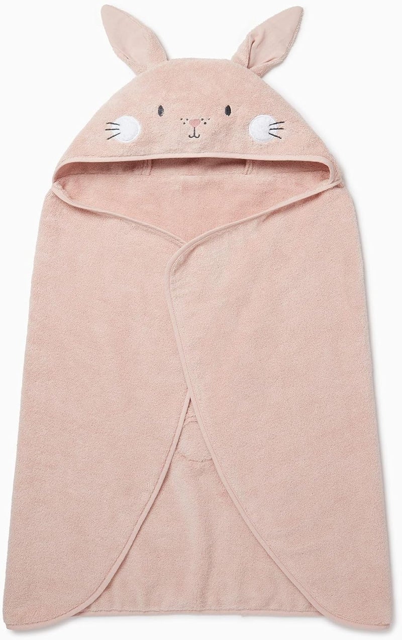 MORI Boys and Girls Hooded Bunny Bath Towel in Blush  Unisex Baby Toddler Soft Blanket  Ultra Absorbent and Long Lasting  One Size - Image 1