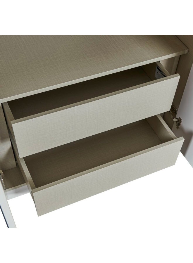 DANUBE HOME Quarto 6 Door Swing Door Wardrobe with 2 Mirrors - Stylish Beige/Walnut/Gold Engineered Wood Furniture for Bedroom Storage - 6 Doors, 2 Drawers, 8 Shelves - L242xW60xH242cm - Image 5