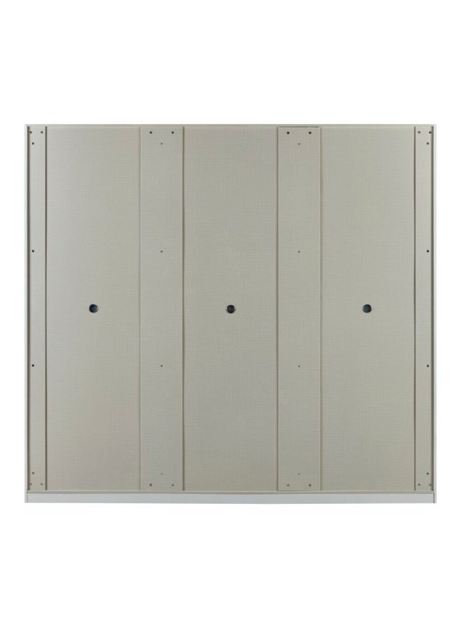 DANUBE HOME Quarto 6 Door Swing Door Wardrobe with 2 Mirrors - Stylish Beige/Walnut/Gold Engineered Wood Furniture for Bedroom Storage - 6 Doors, 2 Drawers, 8 Shelves - L242xW60xH242cm - Image 4