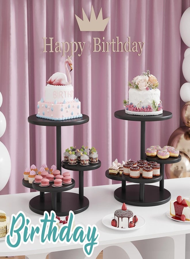 Vriccc Cupcake Stand, 4 Tier Round Bamboo Wood Black Cupcake Tower Stand for 50 Cupcakes, Tiered Serving Trays, Wood Cake and Cupcake Stand (Black_Bamboo) - Image 2
