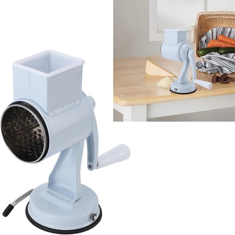 White Manual Cheese Grater Shredder Stainless Steel Hand Crank Grinder With 5 Interchangeable Blades - Image 3