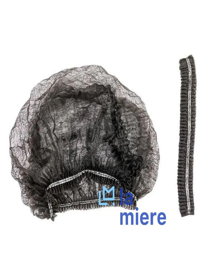 LA MIERE 100 غطاء شعر أسود للاستخدام مرة واحدة من لا مير، مصنوع من قماش غير منسوج، أغطية شعر منتفخة، أغطية رأس واقية للشعر، شبكة شعر، غطاء جراحي، أغطية شعر طبية، 21 بوصة - Image 2