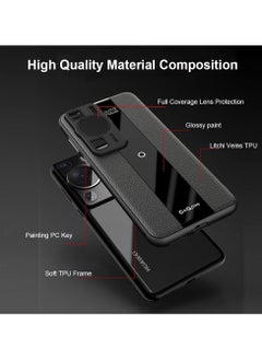 AUTO FOCUS Compatible with Huawei P60 Pro Luxury case TPU Frame & Electroplated Glass & Leather Back Cover Compatible with Huawei P60 Pro Camera Protection Shockproof Case (Black)  - Image 3