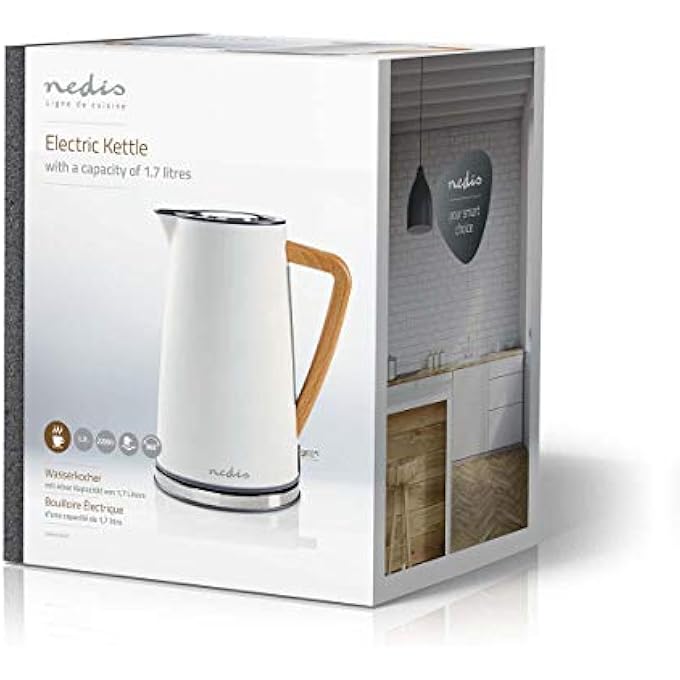 NEDIS Electric Kettle  17 L  SoftTouch  Colour Gray  Material Stainless Steel  Minimizes Limescale Deposits  Cordless 360 Rotating Base 080 M White - Image 4