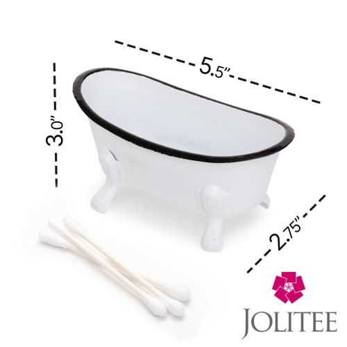 Jolitee Rustic Enamel 1 Piece 5.5" Metal Clawfoot Mini Bathtub Soap Dish Mini Bath Tub Decoration Clawfoot Tub Soap Caddy White - Image 3
