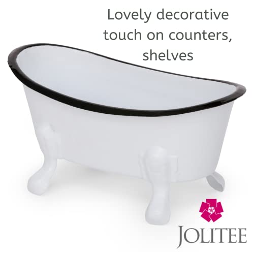 Jolitee Rustic Enamel 1 Piece 5.5" Metal Clawfoot Mini Bathtub Soap Dish Mini Bath Tub Decoration Clawfoot Tub Soap Caddy White - Image 4