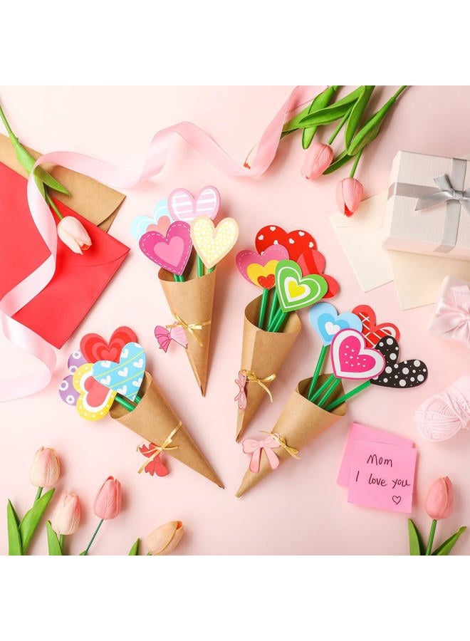 Motipuns 36 Set Valentine's Day Flower Bouquet Craft Kit DIY Heart Paper Crafts Colorful Make Your Own Valentines Day Exchange Gift for Classroom Spring Holiday Handmade Project Home Activities - Image 2