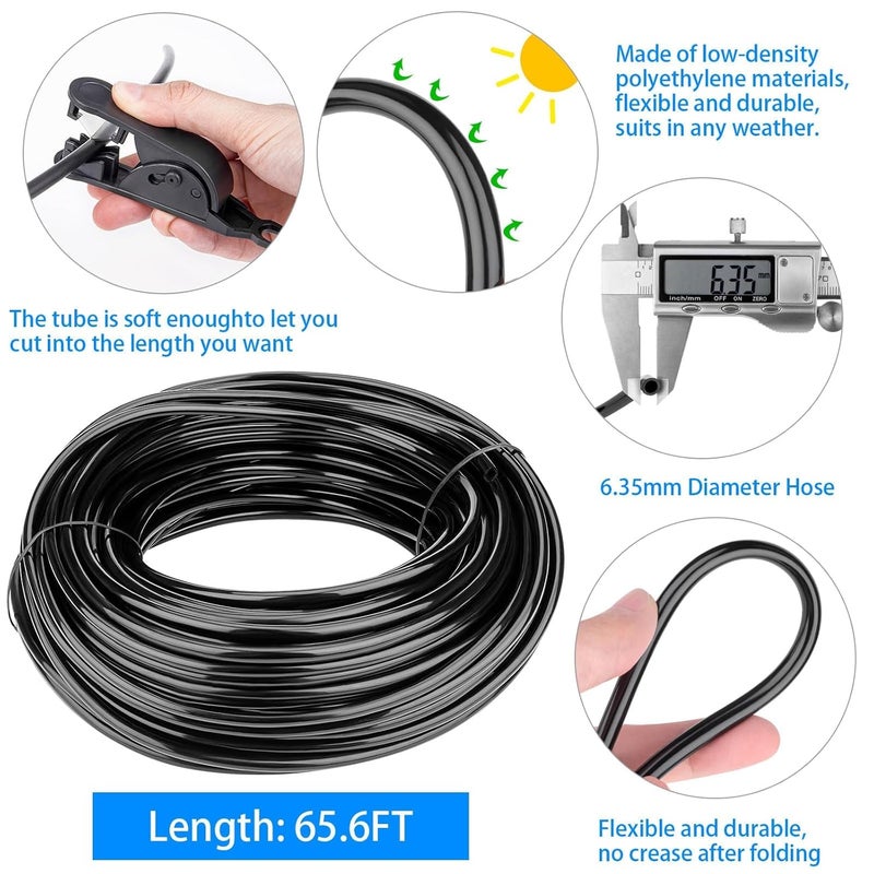 Petutu Misting Cooling System 65.6ft(20M) Misting Line + 20 Brass Mist Nozzles + a Faucet Connector (3/4") Fan Misting Kit Outdoor Mister for Patio Garden Greenhouse Trampoline for waterpark - Image 3