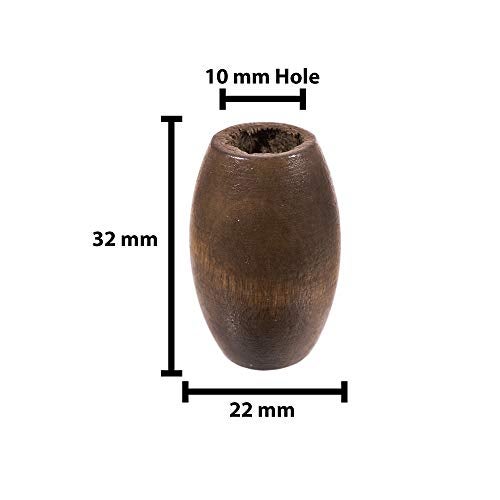Craft County Oval Wooden Beads - Maple - 6 Pack - 32MM X 22MM Size - 10MM Hole - Macrame Crafting Beads - Image 2