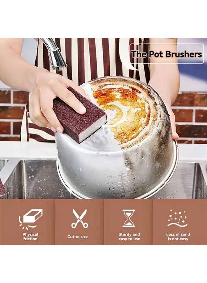 قطعتان من فرشاة الإسفنج الماسي السحري كاشط لتنظيف الأواني الثقيلة وإزالة الصدأ - Image 2