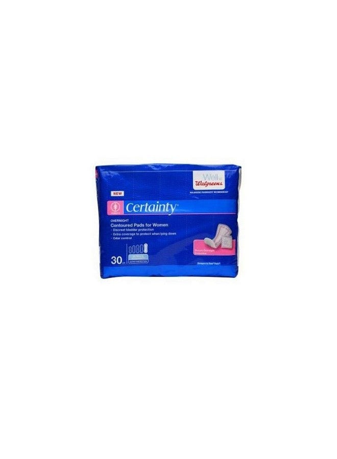 Walgreens Certainty Pads for Women, Overnight Absorption, 30 ea