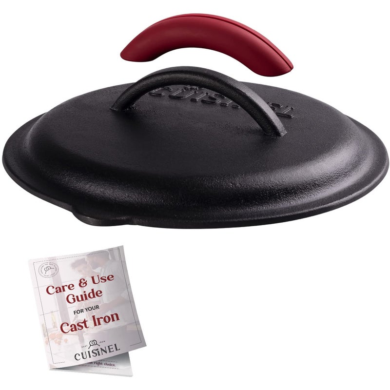 Cuisinel Cuisinel Cast Iron Lid  Fits 8Inch  2032cm Lodge Skillet Frying Pans or Braiser  Silicone Handle Holder  Care Guide  PreSeasoned Replacement Cover  IndoorOutdoor Oven Open Fire BBQ Safe 