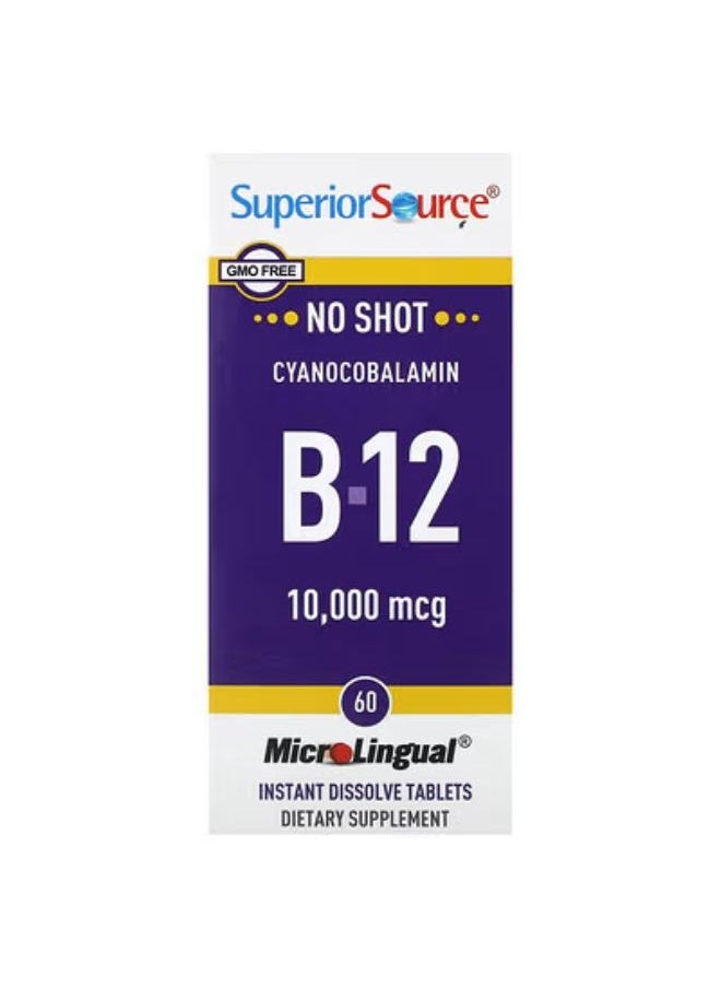 Superior Source Cyanocobalamin B-12, 10,000 mcg, 60 MicroLingual Instant Dissolve Tablets 
