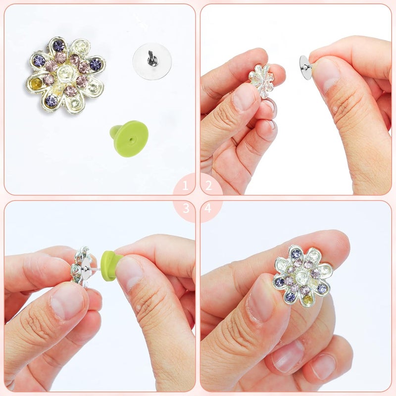 Heliltd 400pcs PVC Rubber Pin Backs Butterfly Clutch Pins Tie Tacks Blank Pins for Uniform Badges Backing Holder Clasp Lapel Pin Enamel Pins(200 Sets) - Image 4