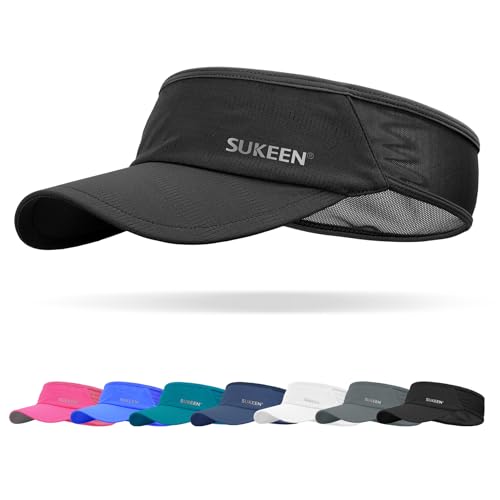 Sukeen Sports Sun Visor Men Women Lightweight Packable Cooling Stretchy Visor Hat for Running, Tennis, Golf Black - Image 1