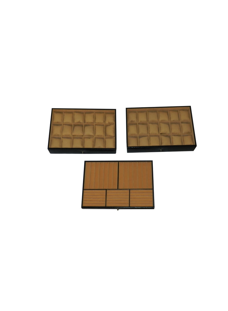 LAVERI LEATHER صندوق ساعات لافيري للرجال والنساء (36 ساعة، أقلام، فتحات خواتم) ، علبة ساعات جلدية فاخرة مع غطاء زجاجي كريستالي، وسادة قابلة للإزالة - Image 3