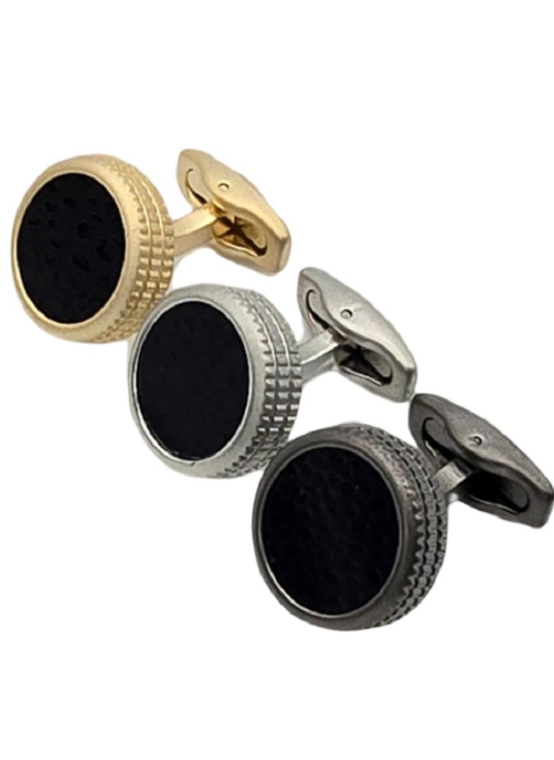 Round buttons for men's shirts, black, stainless steel, from Jadwar