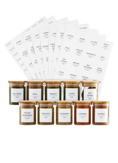 Premify 110 Spice Jar Labels | 72 Preprinted White Labels, 20 Empty Labels & 18 Date Labels | Water Resistant Spice Stickers Labels. Kitchen Seasoning, Herb & Spice Rack Organization  - Image 1