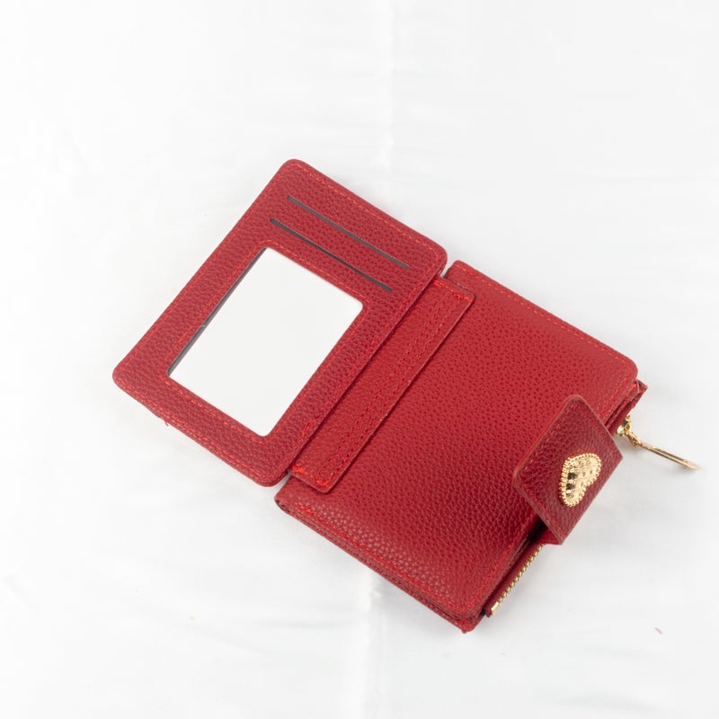 Leather Flip Wallet & Card Holder with Multiple Pockets - Maroon - Image 2